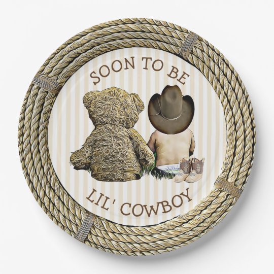 Soon To Be Lil Cowboy Baby Shower Cake Plates Zazzle Com