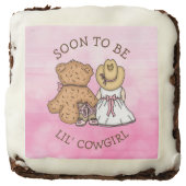 Soon To Be Lil' Cowgirl Baby Shower Pink Brownie (Front)