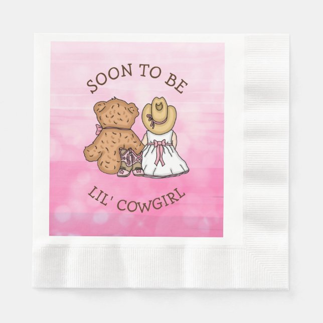 Soon to be Lil' Cowgirl | Girl's Baby Shower Napkins (Front)