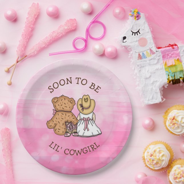 Soon to be Lil' Cowgirl | Girl's Baby Shower Paper Plates (Party)