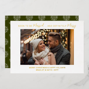 Soon To Be Married Engaged Merry Wedding Christmas Foil Holiday Card