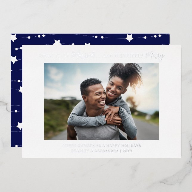 Soon To Be Married Engaged Merry Wedding Christmas Foil Invitation (Front/Back)