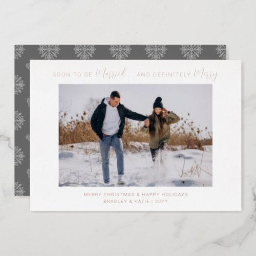 Soon To Be Married Engaged Merry Wedding Christmas Foil Invitation