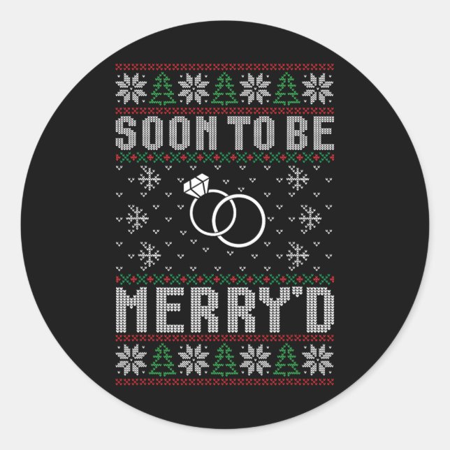 Soon To Be Married Merry'd Christmas Bride Groom C Classic Round Sticker (Front)