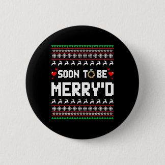 Soon To Be Merry'd Christmas Engaged Couple Matchi Button