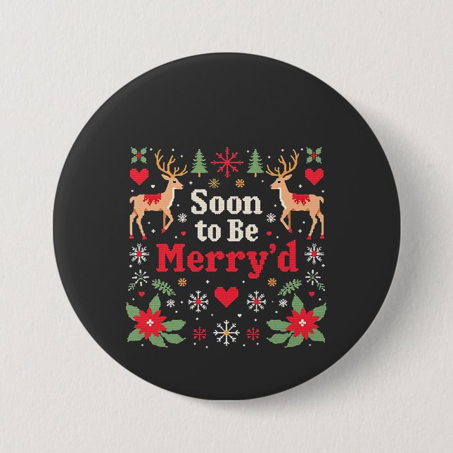 Soon to Be Merry'd Funny Christmas Couples  Button (Front)