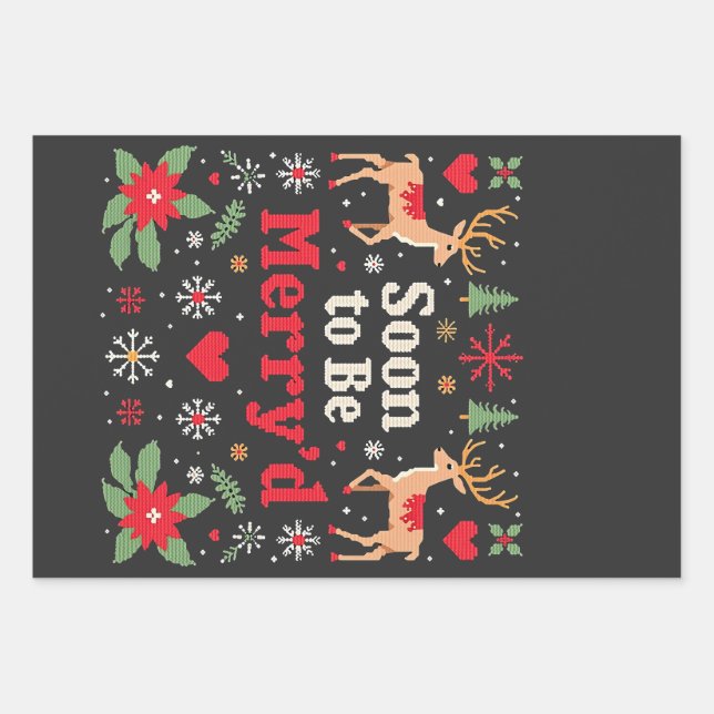 Soon to Be Merry'd Funny Christmas Couples  Wrapping Paper Sheets (Front)