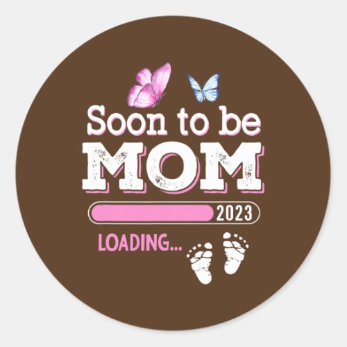Soon to be Mom 2023 Loading Pregnancy Classic Round Sticker