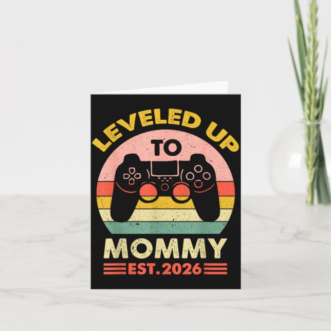 Soon To Be Mom 2026 Funny I Leveled Up To Mommy 20 Card (Front)