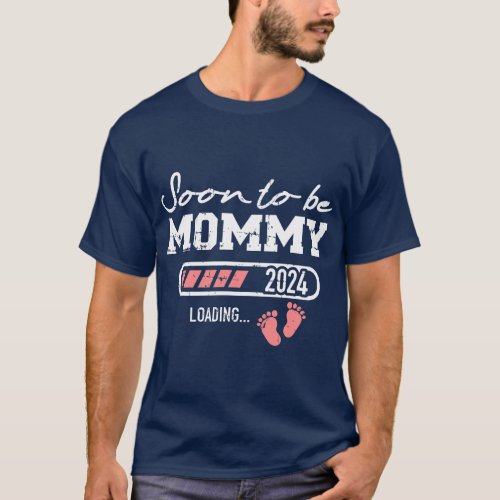 Soon to be mommy 2024 loading bar  retro T_Shirt