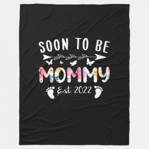 Soon To Be Mommy Est 2022 Floral New Grandma Fleece Blanket