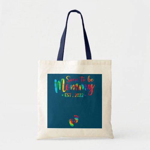 Soon To Be Mommy Est 2023 Tie Dye Mom Pregnancy Tote Bag