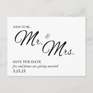 Soon To Be Mr. & Mrs. Save the Date Postcard