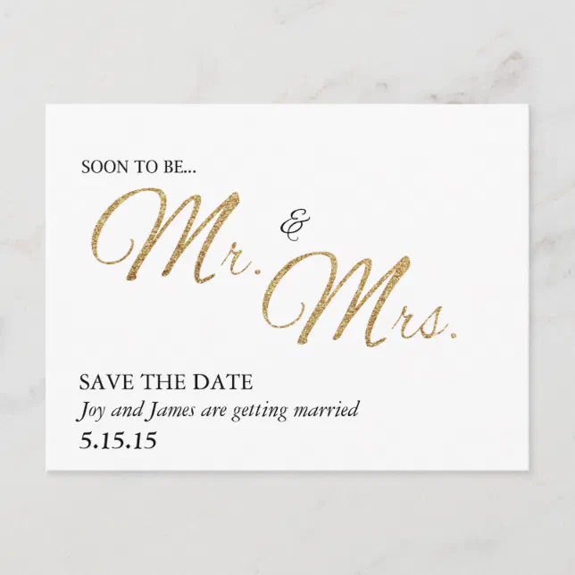 Soon To Be Mr. & Mrs. Save the Date Postcard | Zazzle