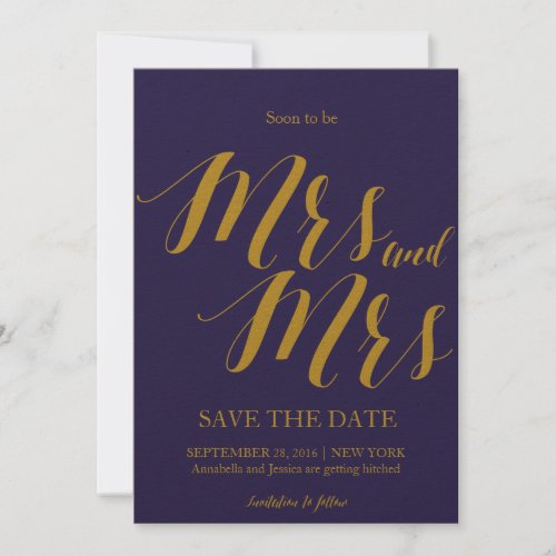 Soon to be Mrs and Mrs Lesbian Save the date Invitation