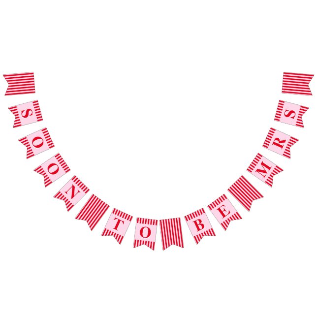 Soon to be Mrs. Retro Red & Pink Stripes Bunting Flags (All)