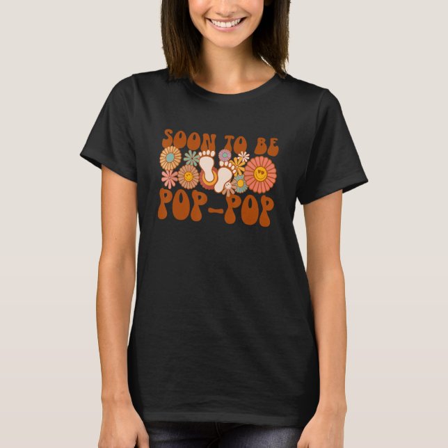 Soon To Be Pop-Pop Groovy Baby Gender Announcement T-Shirt (Front)