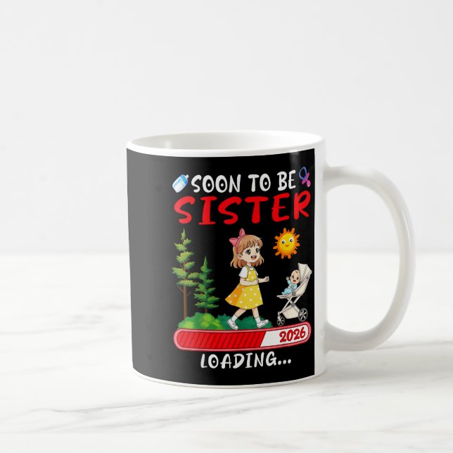 Soon To Be Sister 2026 Loading Pregnancy Mom Annou Coffee Mug (Right)