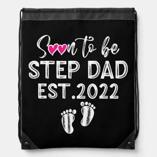 Soon To Be Step Dad EST 2022 Proud Stepfather Drawstring Bag