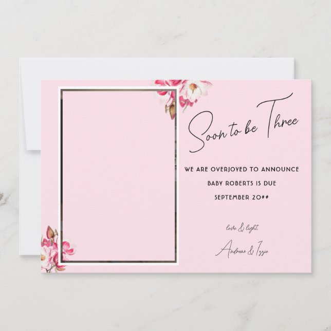  Soon to be Three Photo Pregnancy Announcement  (Front)