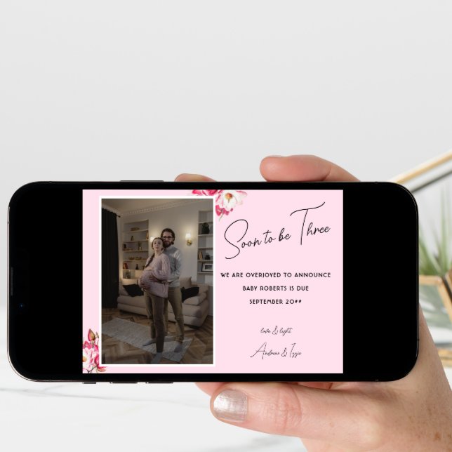  Soon to be Three Photo Pregnancy Announcement  (Front Digital)