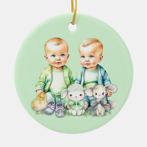 Soon To Be Twins Coming Soon Announcement Ceramic Ornament
