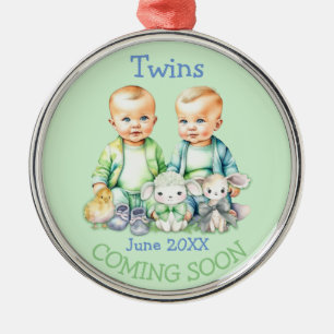 Soon To Be Twins Coming Soon Announcement Metal Ornament