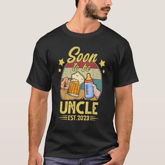Soon To Be Uncle Est 2023 Men Retro First Time Unc T-Shirt (Front)
