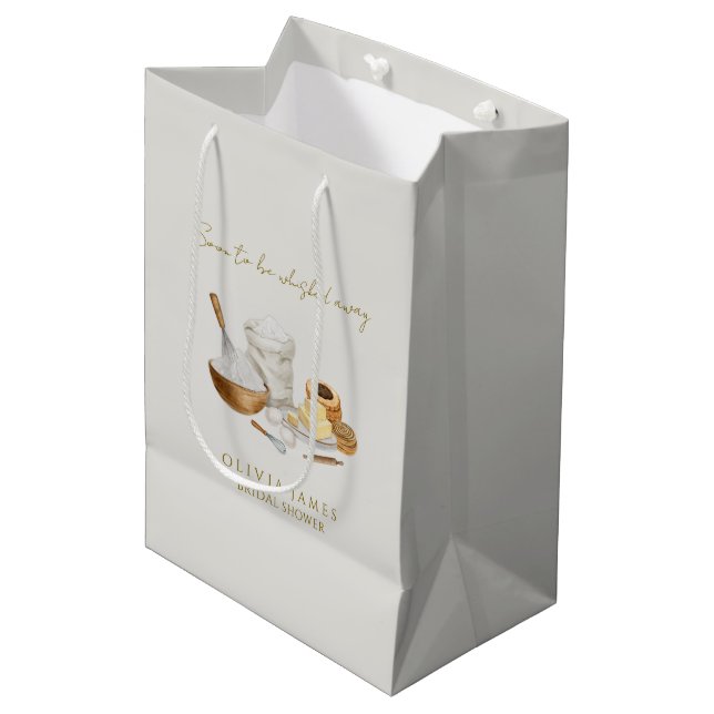 Soon to be whisked away bridal shower medium gift bag (Front Angled)