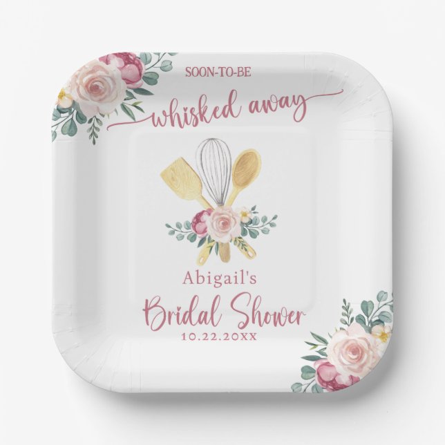 SOON TO BE WHISKED AWAY BRIDAL SHOWER PAPER PLATES (Front)