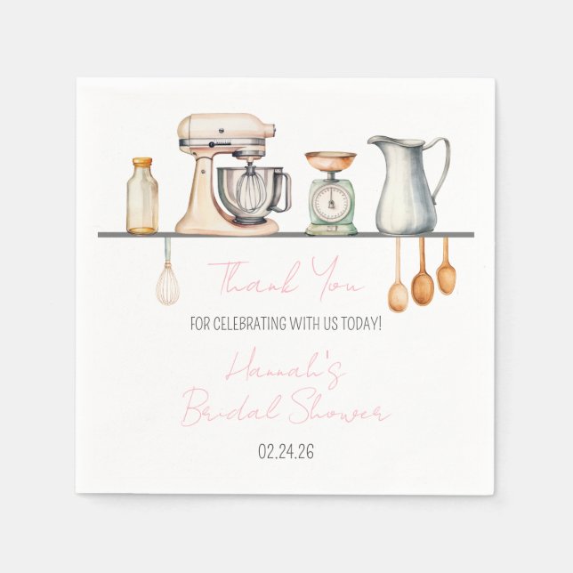 Soon-to-be Whisked Away! Kitchen Bridal Shower Napkins (Front)