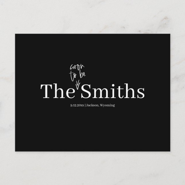 Soon to Be Your Name Wedding Save the Date Announcement Postcard (Front)