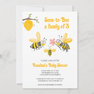 Soon-to-Bee A Family of 3 Baby Shower Invitation