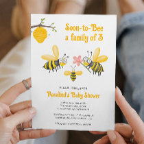 Soon-to-Bee A Family of 3 Baby Shower Invitation