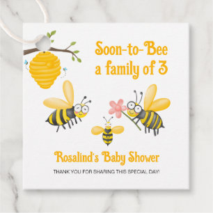 Soon To Bee A Family Of 3 Bee Theme Baby Shower Favor Tags