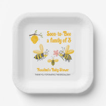 Soon To Bee A Family Of 3 Bee Theme Baby Shower Paper Plates