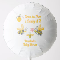 Soon-To-Bee A Family Of 3 Bumble Bee Baby Shower Balloon