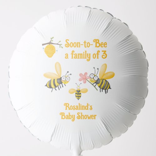 Soon_To_Bee A Family Of 3 Bumble Bee Baby Shower Balloon