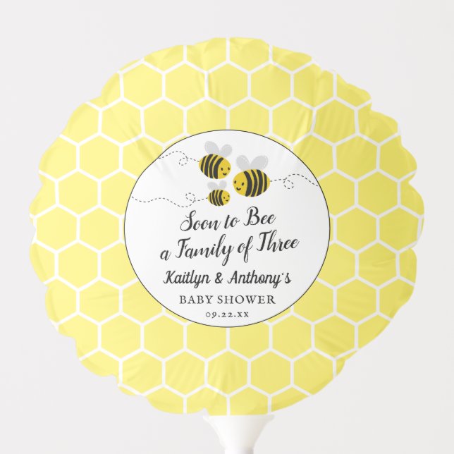 Soon To Bee A Family Of Three | Baby Shower Balloon (Front)