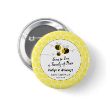 Soon To Bee A Family Of Three | Baby Shower Button