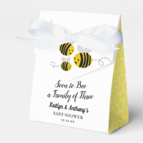 Soon To Bee A Family Of Three  Baby Shower Favor Boxes