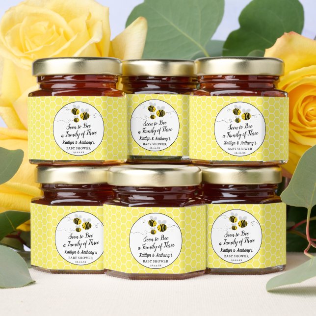 Soon To Bee A Family Of Three | Baby Shower Honey Jar Favors (Insitu)