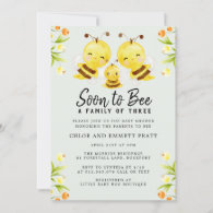 Soon to Bee a Family of Three Baby Shower Invitation