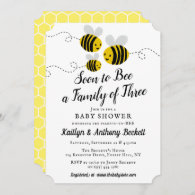 Soon To Bee A Family Of Three | Baby Shower Invitation