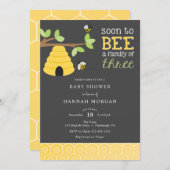 Soon to Bee a Family of Three Baby Shower Invitation (Front/Back)