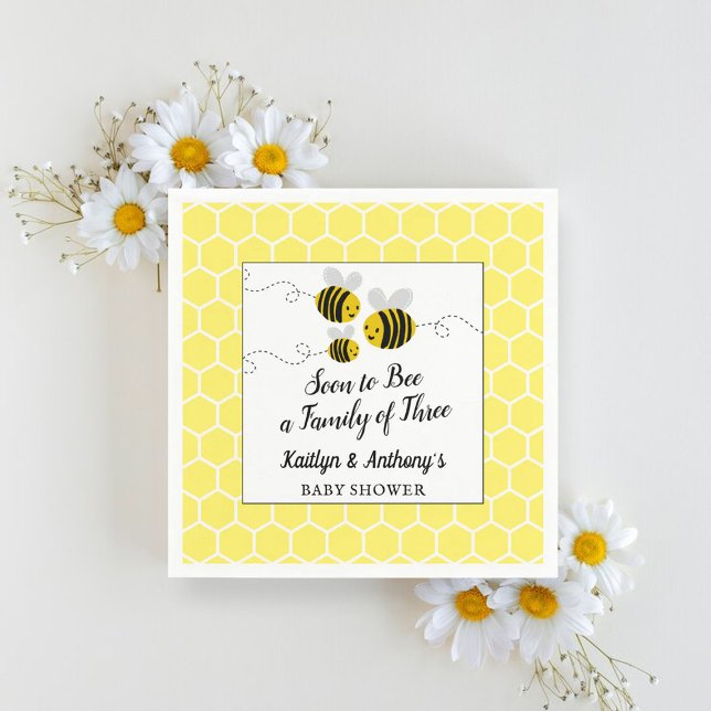 Soon To Bee A Family Of Three | Baby Shower Napkins (Creator Uploaded)