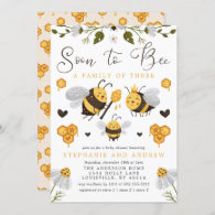 Soon To Bee A Family Of Three Coed Baby Shower Invitation
