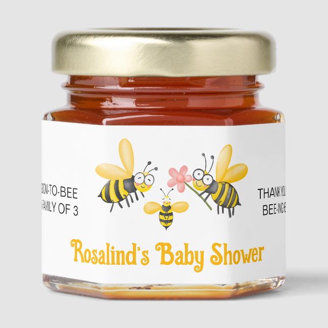 Soon To Bee Bumble Bee Theme Baby Shower Honey Jar Favors (Front)