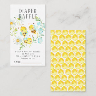 Soon to Bee Family of 3 Baby Diaper Raffle Ticket Enclosure Card