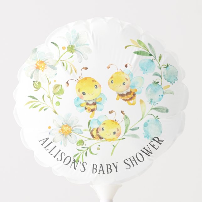 Soon to Bee Family of 3 Baby Shower Balloon (Front)